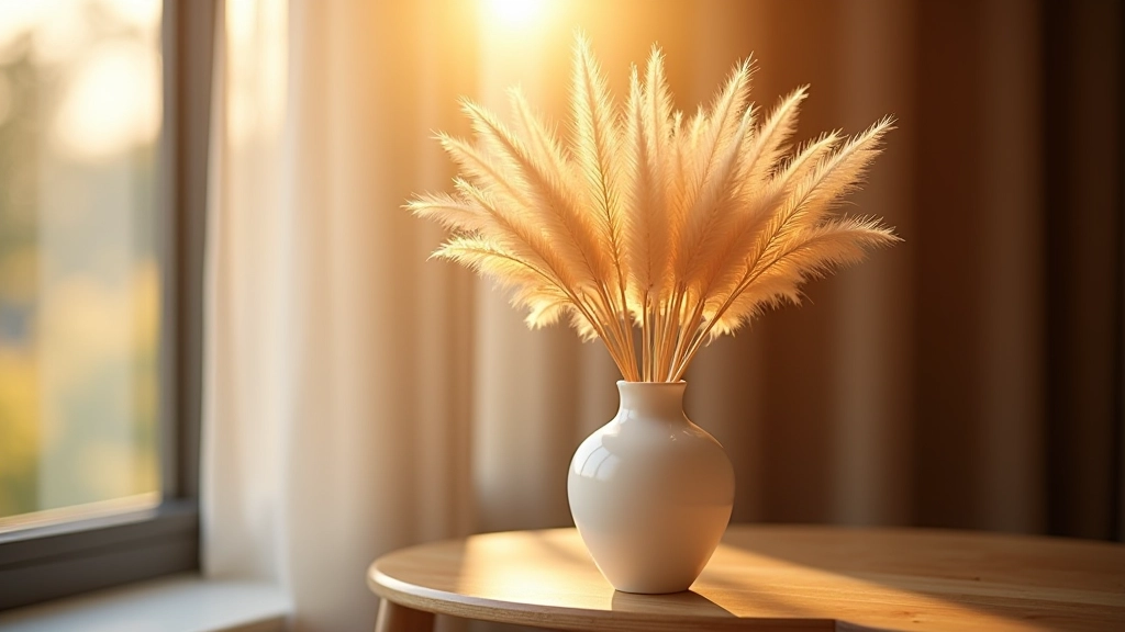 Same ceramic vase arrangement photographed in different room locations showing how placement affects visual balance and lighting impact