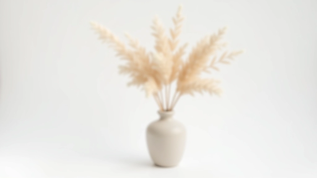 Handmade ceramic vase with dried pampas reeds arrangement