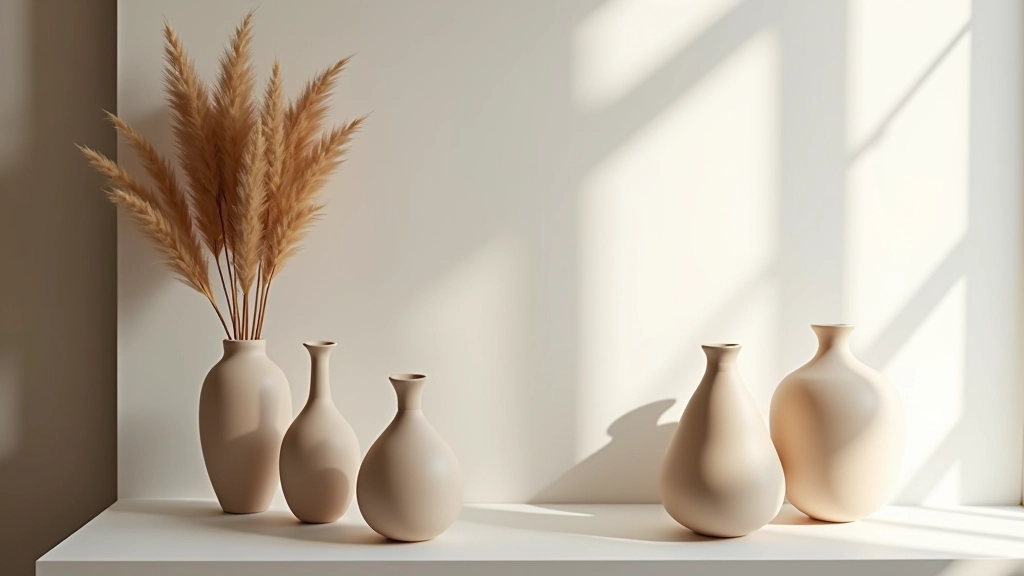 Ceramic vases styled in interior space